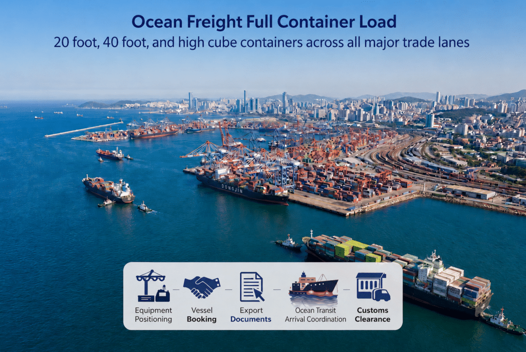 high angle view ocean freight container ships outside port city